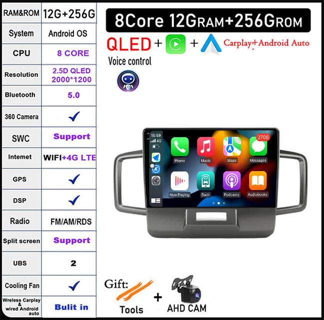 9 lnch For Honda Freed 1 2008-2016 Android 14 QLED/Screen Car Radio Multimedia Video Players CarPlay Carplay