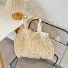 Pleated Buckle Shoulder Strap Shoulder Bag Design Canvas Bag Women's Shopping Commuter Bag