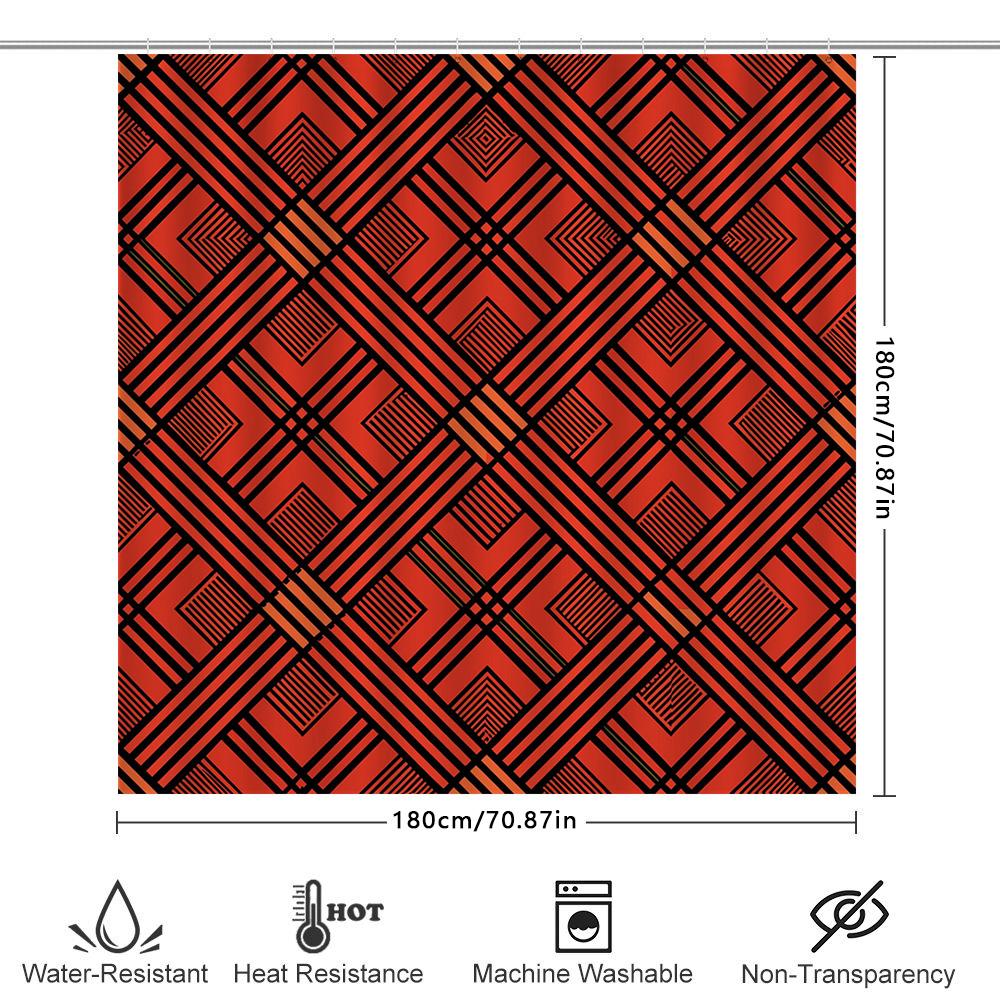 Modern Red Pattern Shower Curtain Waterproof Decorative Bathtub Liner For Bathroom Accessories Red 80 X 126 (Set Includes Shower