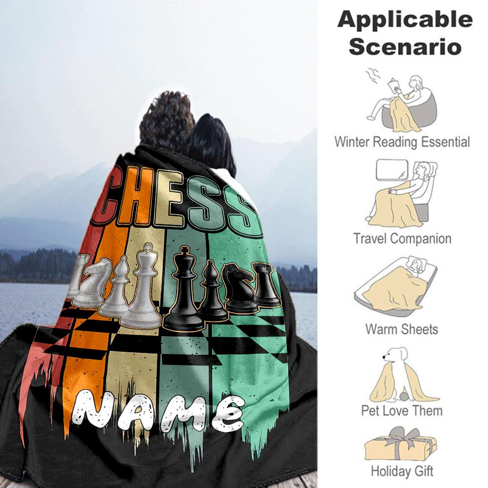 Chess Game Customize Text Blanket Multi-purpose Customizable Blanket Warmthful Decor Suitable for Office Chair Sofa Home Decor Picnics