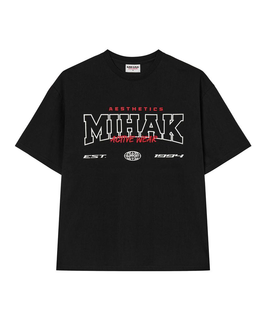 Mihag Stroke Arch Logo Oversized T-Shirt (Black)