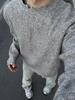 Herrhögkvalitativ grå sliten tröja i koreansk stil - Vinterbaslager Rundhalsad stickad topp