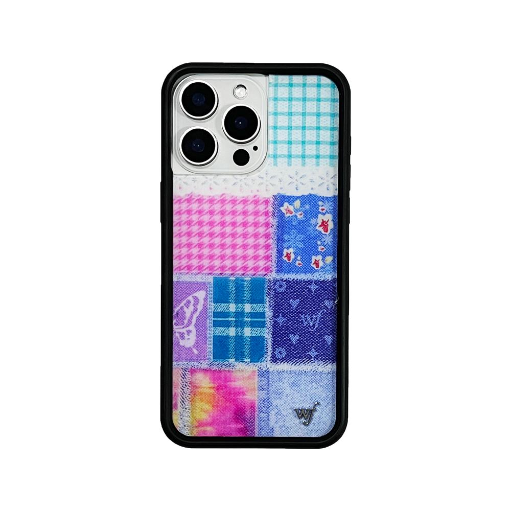 Wildflower fashion 3D Willow Nail Rose Cases for iPhone 12 13 14 15 16 Pro Max Plus 17 pro Cowboy splicing cloth wf Phone Case