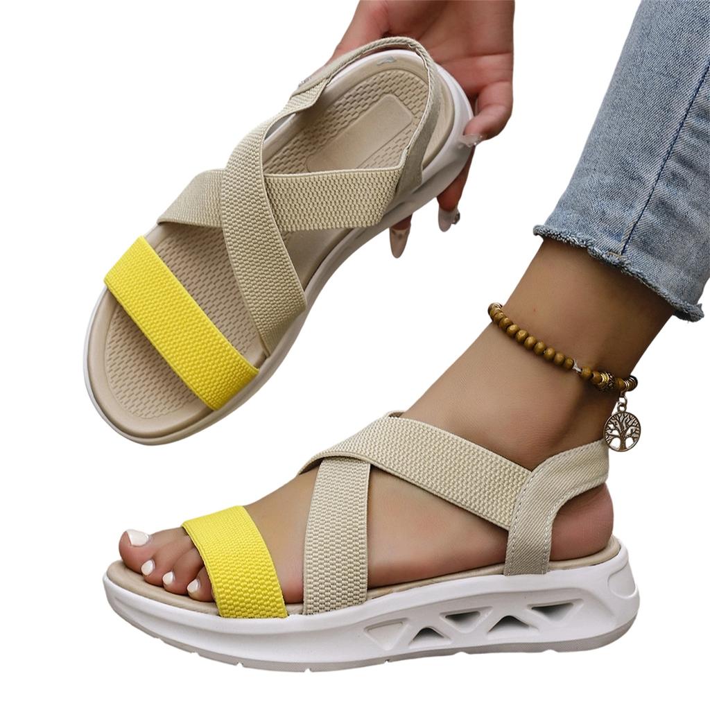 Women's Plus Size Casual Open Toe Sandals with Crisscross Straps Comfortable Slip On Lightweight Summer Footwear