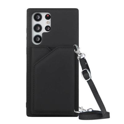 Suitable for Samsung S23ultra Skin Feeling Card Bag Mobile Phone Case S23plus Lanyard Multi Card Leather Case S23 Fashion Card Bag