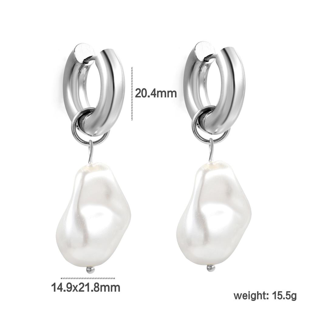 Elegant Baroque White Pearl Earrings Fashionable High-End Pearl Jewelry