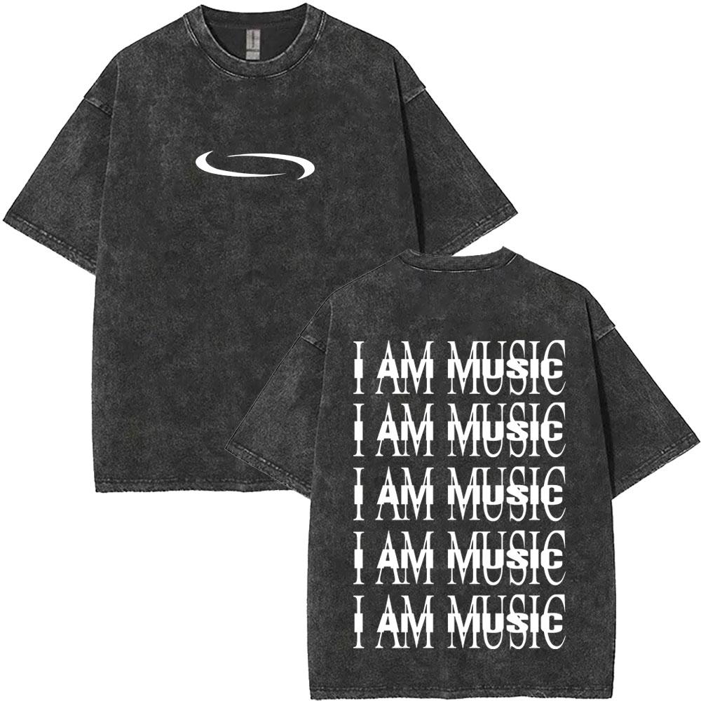 Retro Washed Playboi Carti I AM MUSIC Logo T Shirt Opium Ken Carson Narcissist Rap Tshirts Men Hip Hop Vintage Oversized Tshirt