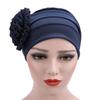 Turban Hat Stretchy Breathable Solid Color Women Side Flower Beanie Cap Headwear Hair Accessories