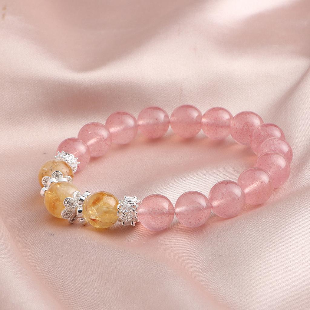 Bracelet Strawberry Crystal Huangta Crystal Double Pin Crystal Bracelet Versatile Fashion Fresh and Sweet Douyin Explosion