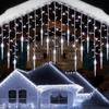 LED Snowflake Curtain Light, Icicle Light, Solar-powered Christmas Decorative Light, Festive Decorative Ice Light, Holiday Colored Light