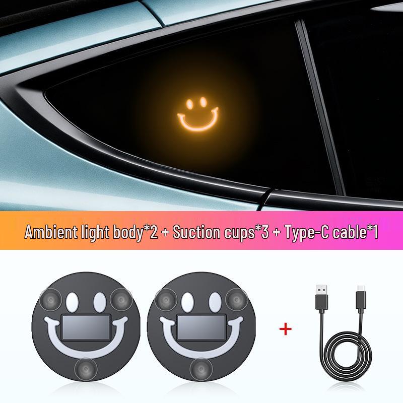 Smiley Face Triangle Solar Neon LED Light for Car Interior Atmosphere – Six Colors