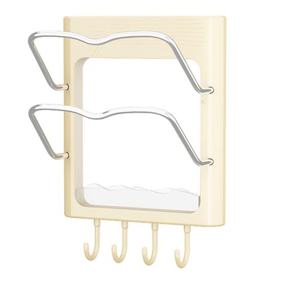 Storage Rack with Drip Tray for Pot Lids Cutting Boards Wall-mounted No Drilling Required Strong Adhesive Rack for Kitchen Organize серебряный