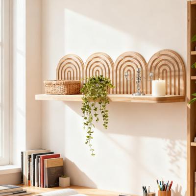 Boho Wandregale Holz Boho Bücherregal Bohemian Bauernhaus Aufbewahrungsregal für Badezimmer Schlafzimmer Kinderzimmer Bauernhaus