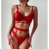 Women Push Up Mesh Bra Garter Bandage Sexy Lingerie Set Transparent Patchwork See Through Erotic Set Mesh Brief Kit