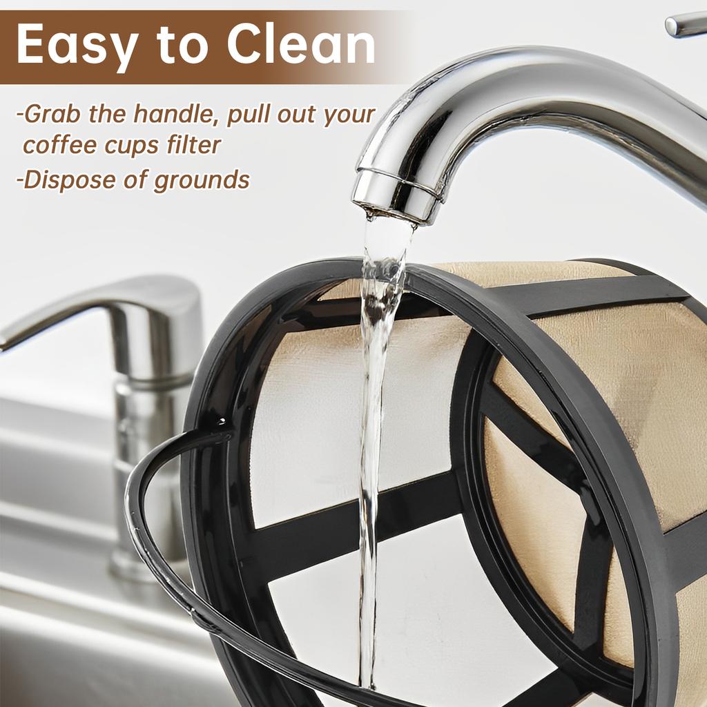 2 Pcs Reusable PP and 304 Stainless Steel Coffee Filter with Brush and Scoop, 4-6 Cups Washable Strainer