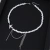 Elegant Swallow Pendant Necklace With Imitation Pearl Accent And Tassel Detail For Women Fashion Neck Jewelry