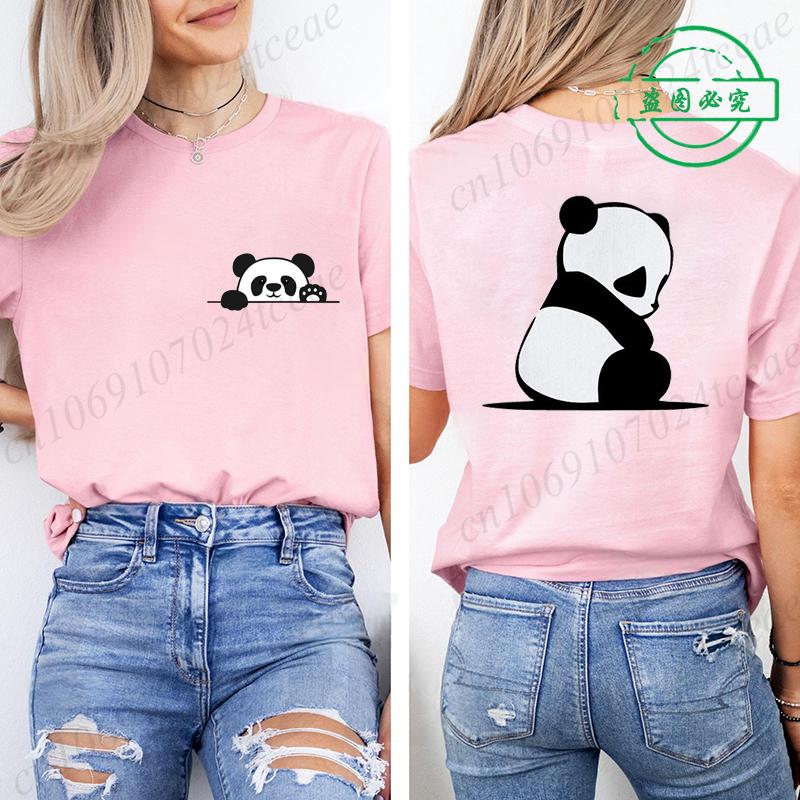 Bambusová Panda Dámské Grafické Tričko pro Ženy Dívka Krátký Rukáv Kulatý Výstřih Ležérní Top na Léto a Jaro, Dámské Oblečení