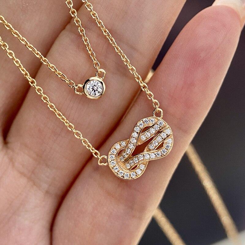 Creative Pendant Necklace For Women Aesthetic Mini Zircon Silver Color Neck Chain Fashion Korean Jewelry Accessories Gift KBN224