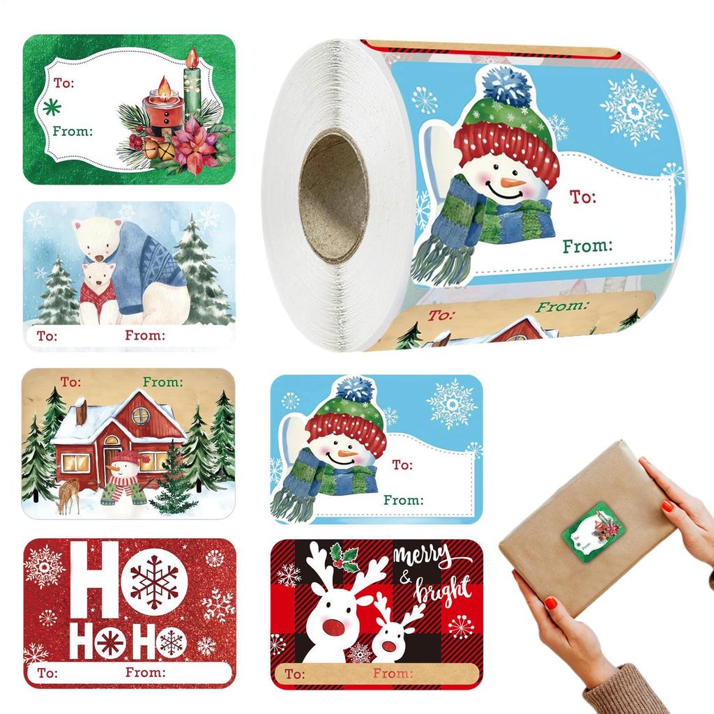 Christmas Labels 250 Piece Self-Adhesive Cute Decals Christmas Tag Stickers for Wrapping Paper Bags Stockings Tree Holiday