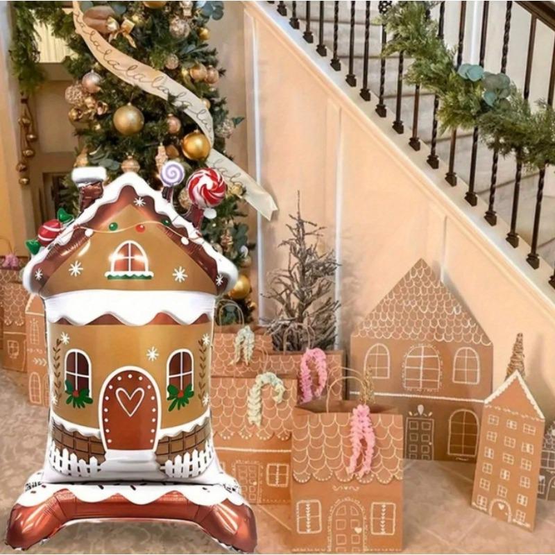 

1 47-дюймовый негабаритный коричневый базовый рождественский декоративный снежный домик из алюминиевой фольги, подходит для базовых шаров для украшения рождественской фестивальной вечеринки