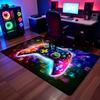 Cyberpunk Glowing Game Controller Themed Rug, Neon Tech Style Floor Mat for Gaming Room, Bedroom, Non Slip Decorative Carpet