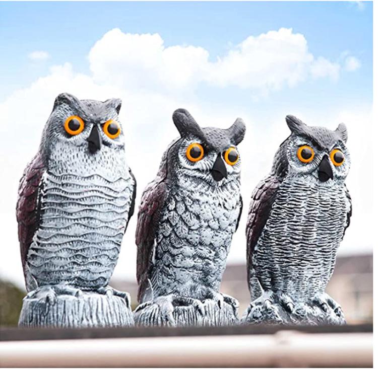 Cross-Border Owl: Outdoor Bird-Scaring, Rodent-Repelling Resin Ornament with Head Movement