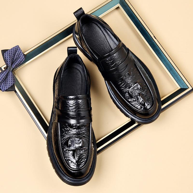 Fashion British Platform Cowhide Business Dress Shoes for Men Spring Autumn Designer Men's Wedding Shoes Fashion Cow Leather Shoes Male