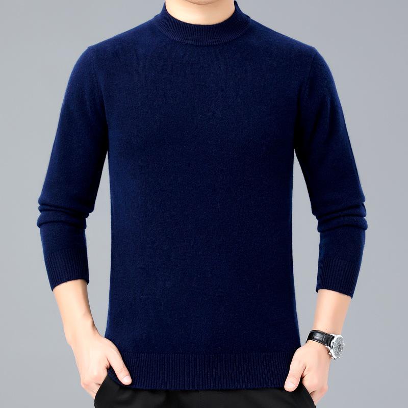 Men s 100% Pure Cashmere Sweater, Thickened Solid Color, Winter 2025 Warm Wear for Middle-Aged XXXL