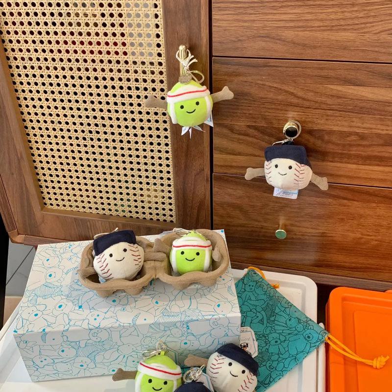 UK JE Fun Sports Tennis Plush Keychain - Cute Mini Bag Charm Gift