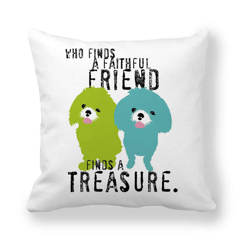 Cartoon Alphabet Dog Series Patterns Digital Printing Short Plush Pillow Covers For Car Sofa Office Cushion Cover Home Goods