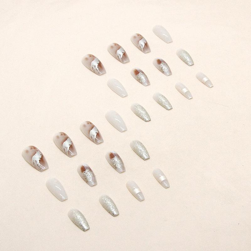 24 Pieces Autumn and Winter Astringent Metallic Silver Glitter Nail Art Medium Ballet Nail Smudge Spice Girl Flash Ins Wind Wearing Nail