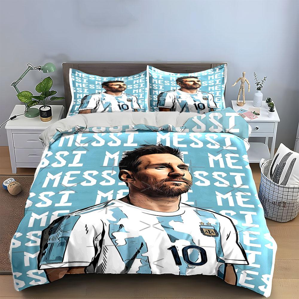 Player figure, repeated "Messi". Bedding sets Duvet cover sets Duvet covers Pillowcases(1 * Duvet Cover 2 * Pillowcases without duvet insert)