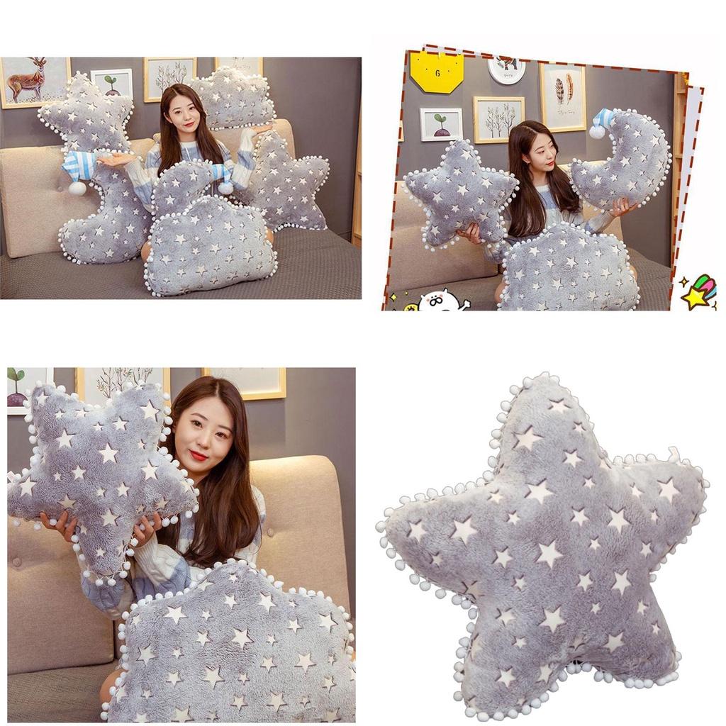 Плюшева подушка Місяць та Зірки для домашнього декору та подарунка, подушка з нічником, що світиться
