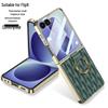 Samsung Z Flip 8 Ring Case: Creative Diamond Lattice French Style Electroplated Leather
