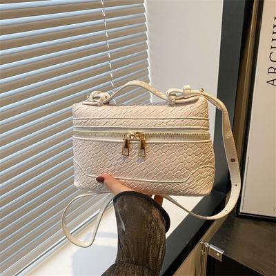 Handbag 2025 Fashion Woven Box Double Zipper Crossbody Bag Lightweight, Simple and Large Capacity Shoulder Small Square Bag