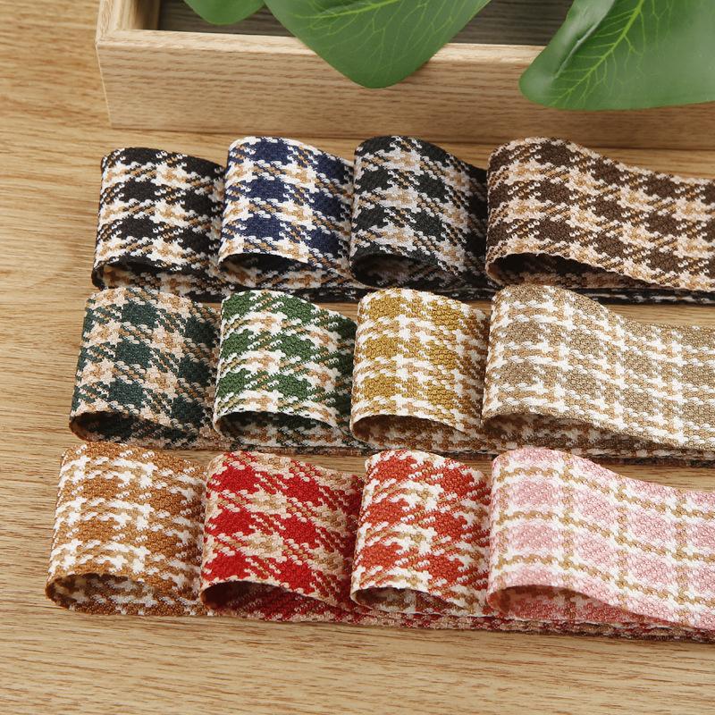 5 Yards Retro Classic Jacquard Ribbon Houndstooth Brocade Ribbon for Bows Bouquets Gift Wrapping Clothing Sewing DIY Accessories