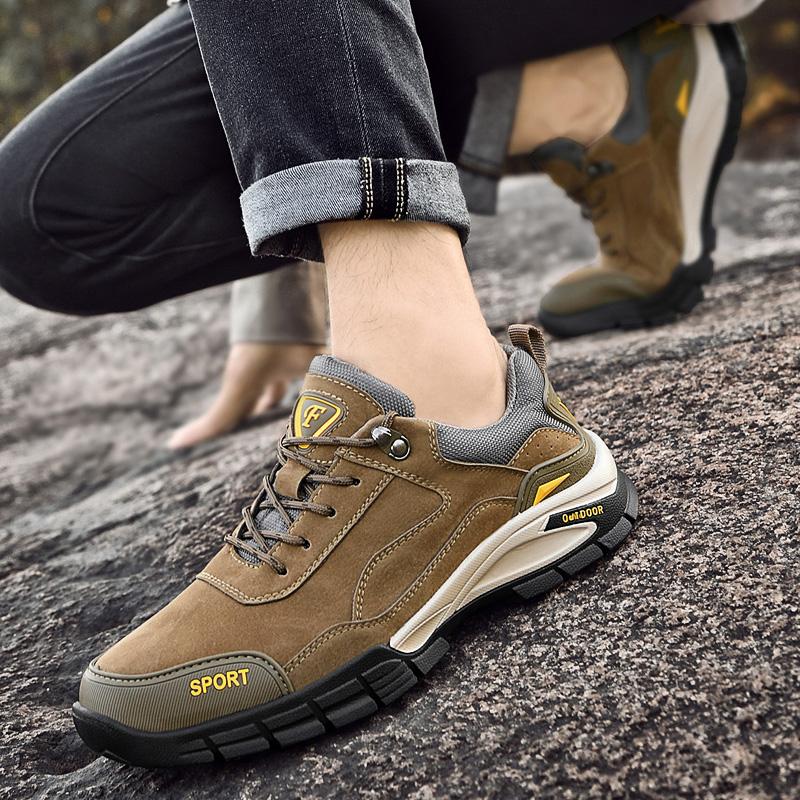 Fashion Suede Leather Men Hiking Shoes Outdoor Trail Trekking Sneakers Men Non-slip Breathable Climbing Shoes Men Mountain Sports Shoes