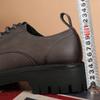 Men's Korean Fashion Casual Leather Lace-up Round Toe Shoes with Thick Sole - Business and Retro Style