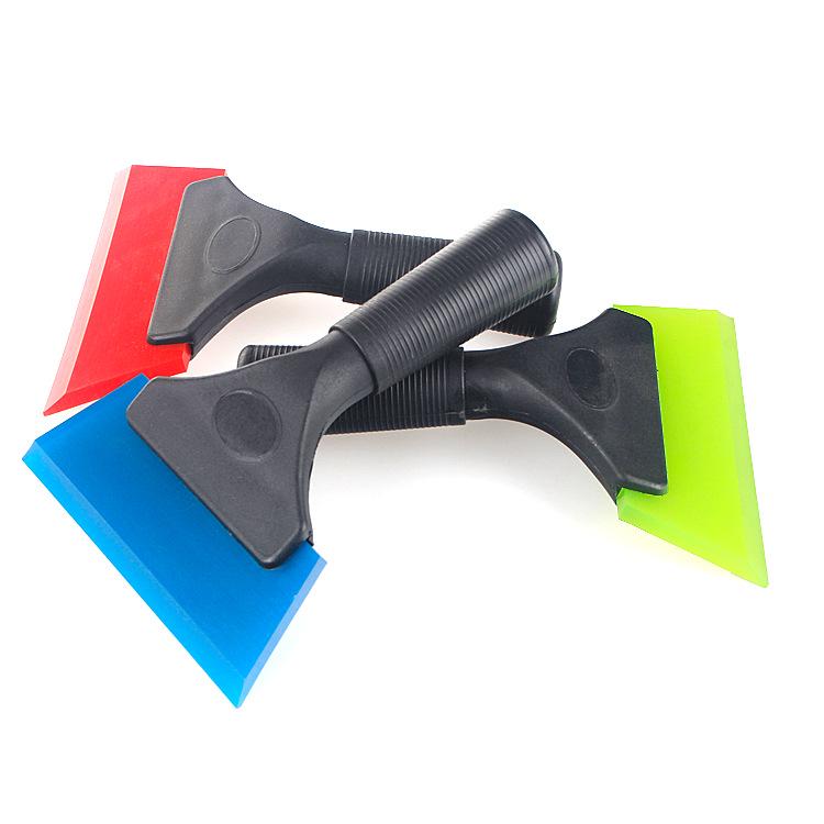 Slanted Edge Cow Tendon Water-Squeeze Scraper with Reinforced Rubber Handle for Glass Cleaning and Film Application.