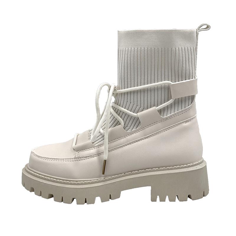 

Fashion 2025 New Autumn Women s Boots Pu Leather Hollow Med Heels Lace-Up Ladies Shoes Fashion Casual Comfort Soft Pu Females Shoes 40 белый