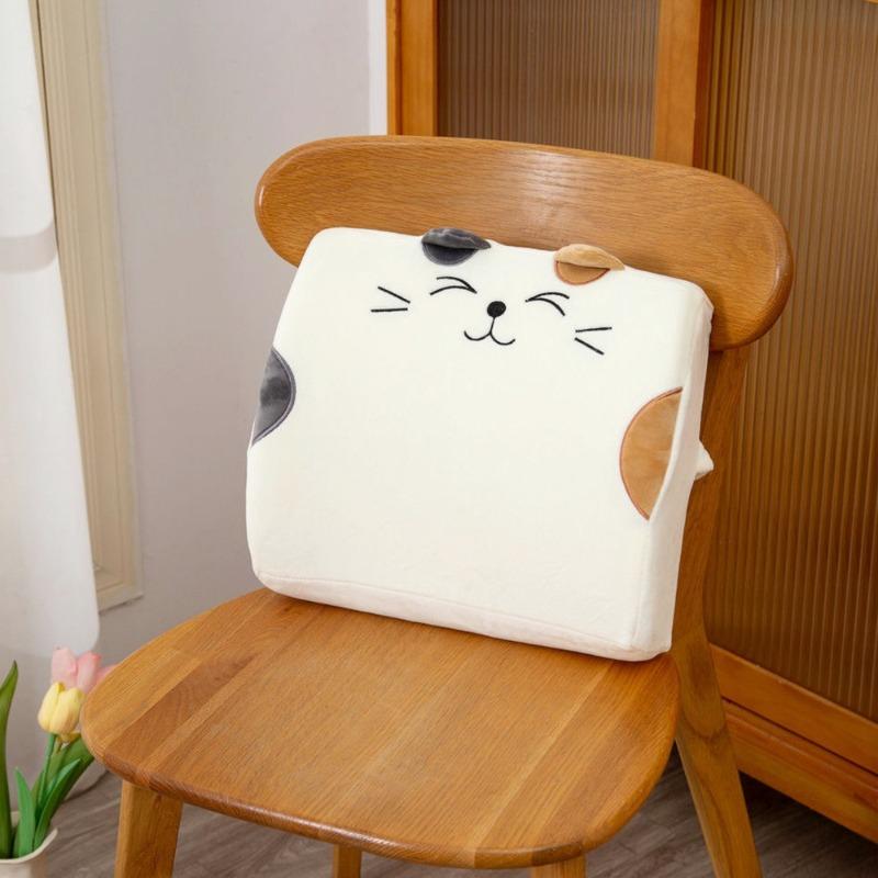 Cute Cartoon Cat Memory Cotton Waist Support Prolonged Sitting At Work Short Plush Waist Cushion Soft Comfortable Breathable Supportive Lumbar Pillow