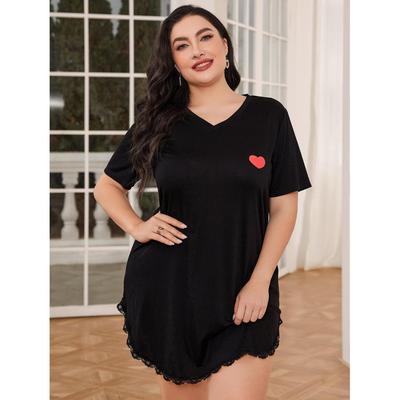 Women's European & American Plus-Size Nightdress - Spring/Summer Short-Sleeved Loose Pajamas