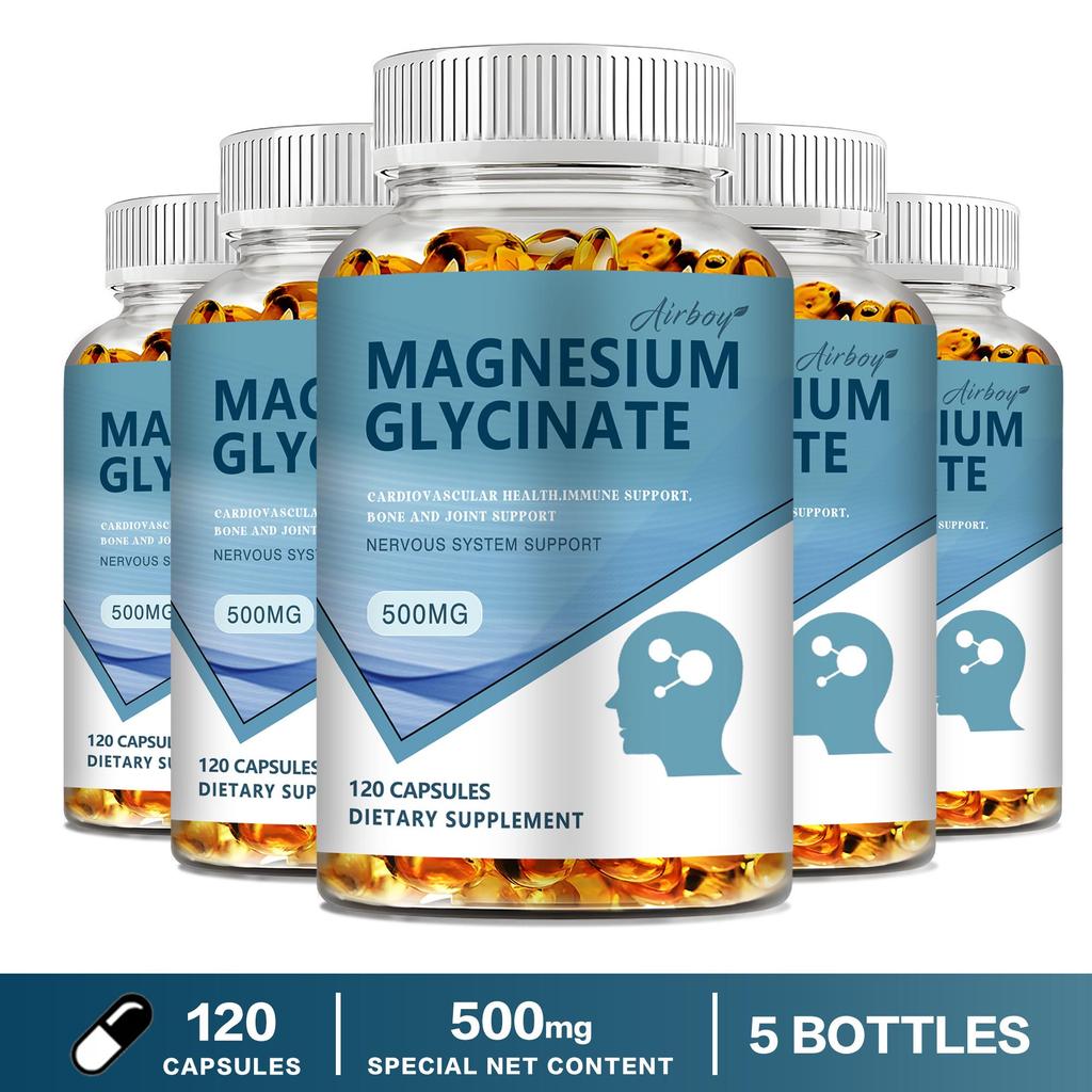 Airboy - 500mg Magnesium Glycine Capsules - For Immune System, Bone and Joint Health, and Nervous System Health