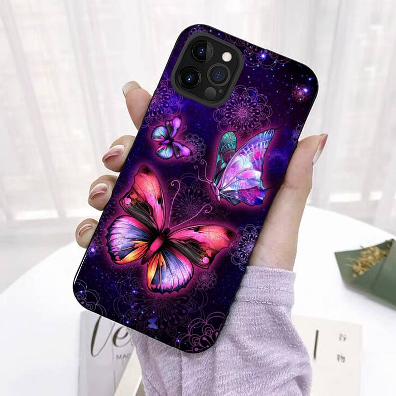 Süße bunte Schmetterlings-Telefonhülle für iPhone 11 12 13 Mini Pro Max 8 7 6 6S Plus X 5 SE 2020 XR XS Funda Case
