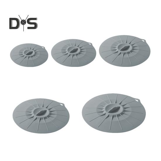 Sada 5 silikonových víček na misky, hrnce, mikrovlnné trouby, vhodné do mikrovlnné trouby, nepropustné víčka na nádoby různých velikostí s otvory pro zavěšení