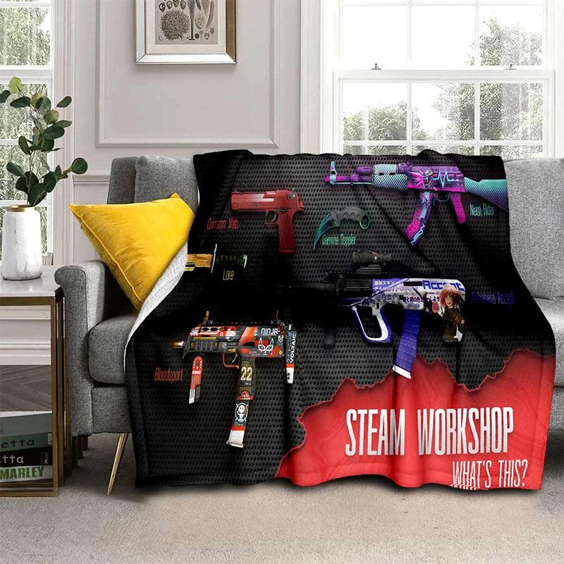3D Gun Knife USP,AK,M4,AWP,Rifle Pistol Cartridge Blanket,Soft Throw Blanket for Home Bedroom Bed Sofa Picnic Cover Blanket Kids