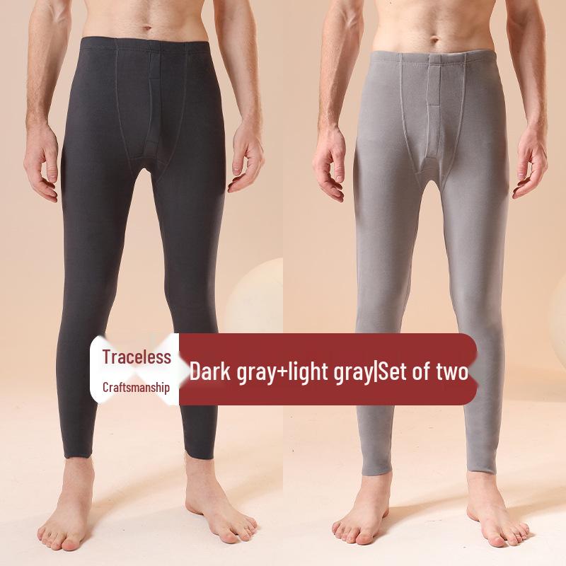 Colanți termici fără cusături cu talie înaltă pentru bărbați - Pantaloni de toamnă călduroși din bumbac lână