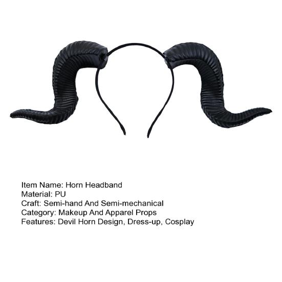 Geitehorn Hodebånd Gotiske Djevelhorn Hårbøyle Halloween Utkledning Hårtilbehør for Halloweenfest Cosplay-arrangementer