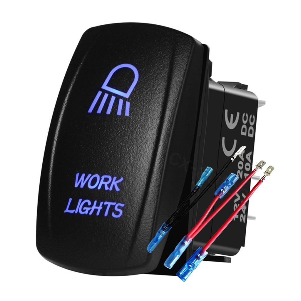 12V 24V Boat Trim Tabs Switch (ON)-OFF-(ON) Momentary Rocker Switch Waterproof Blue Light ON-OFF Toggle Switch With Harness Switches4