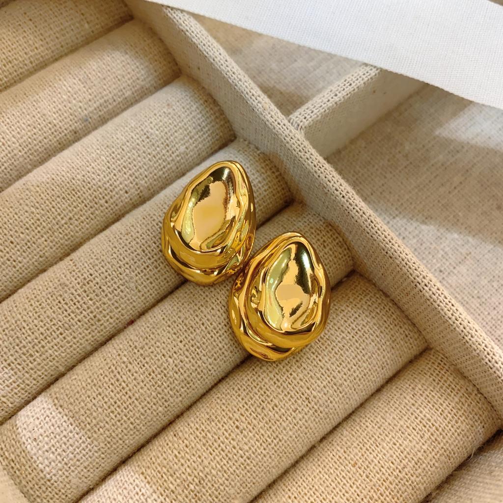Unique Design French Cold Wind Water Drop Earrings Brushed Two-Color Contrasting Wind Cold Wind Earrings